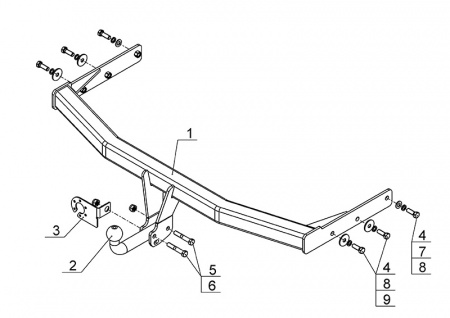 Фаркоп GW 12 для GREAT  WALL Hover 2005-2010, Автос, нагрузка 1500/75 кг. С подрезкой бампера от магазина ФаркопРос